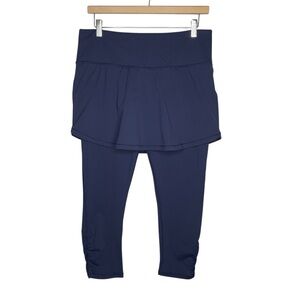 Athleta Skirted Leggings Size L Navy Active Modest Yoga Gym Workout Practice